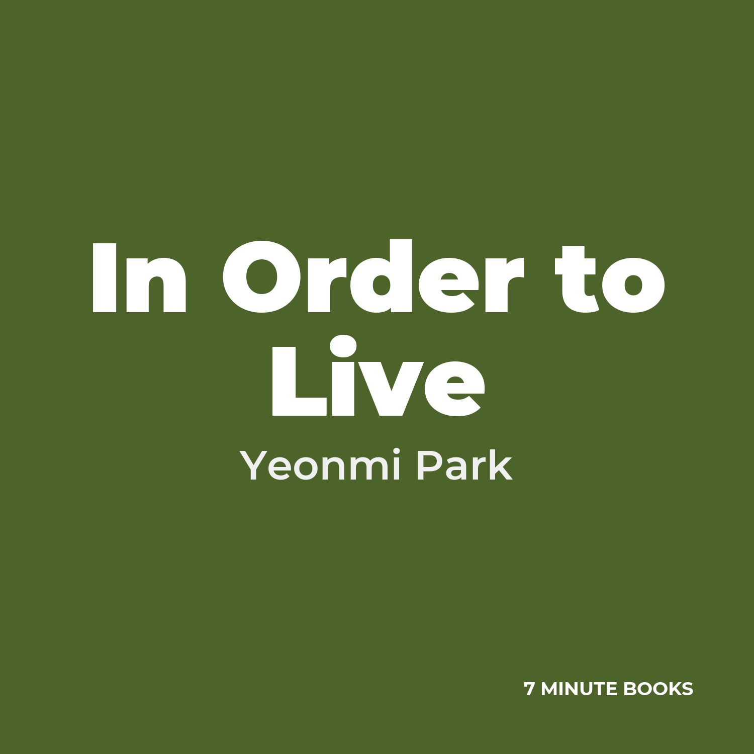 In Order to Live cover
