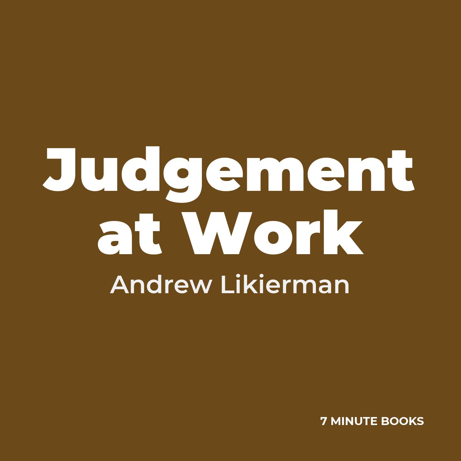 Judgement at Work cover