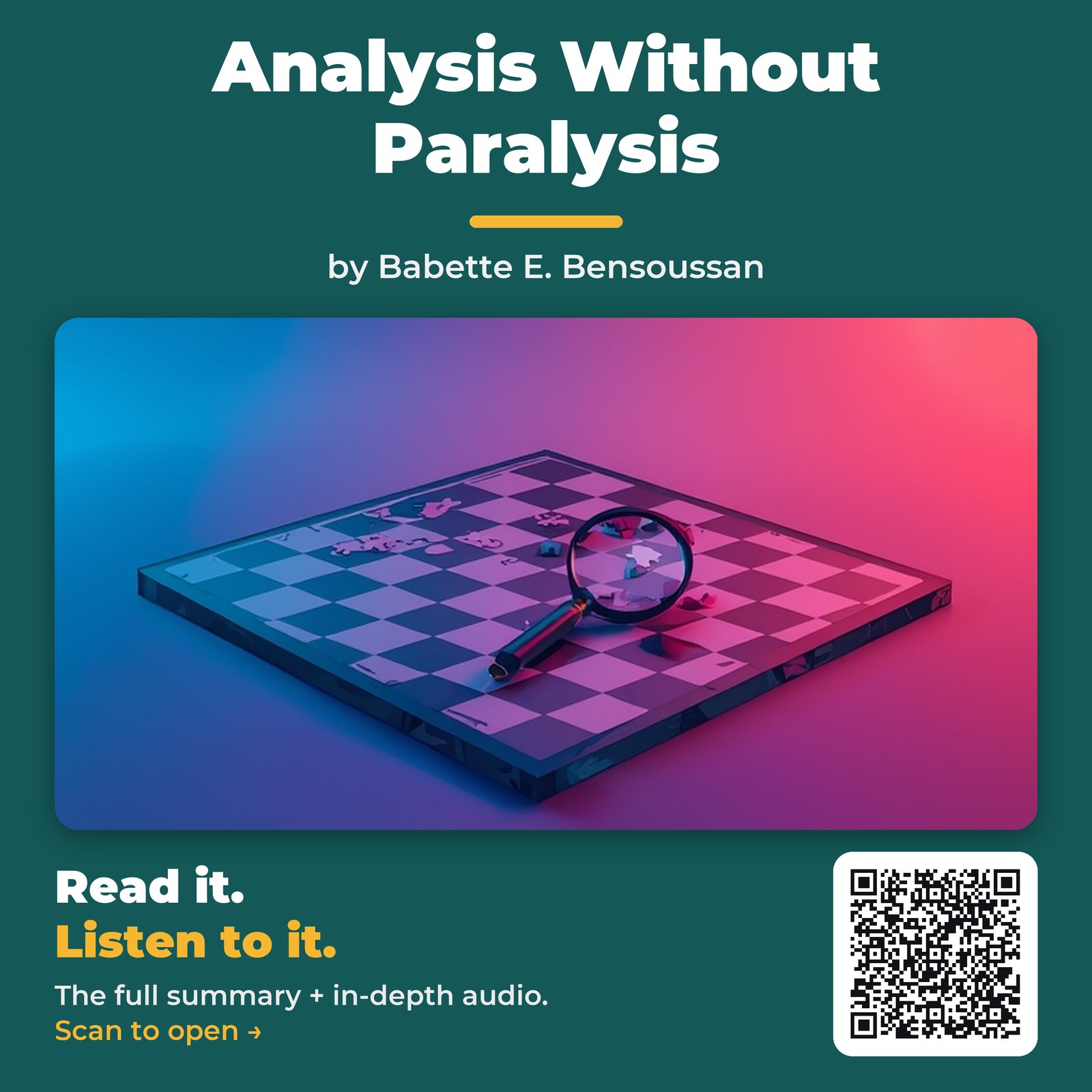Analysis Without Paralysis — by Babette E. Bensoussan
