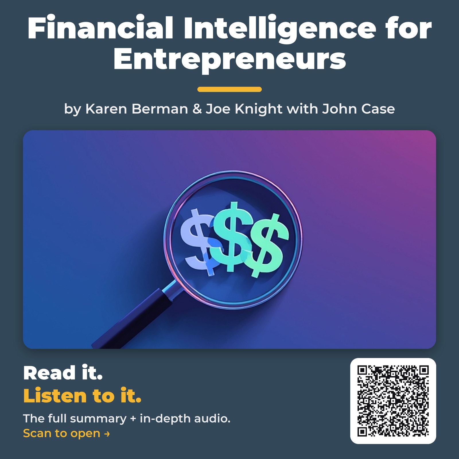 Financial Intelligence for Entrepreneurs — by Karen Berman & Joe Knight with John Case