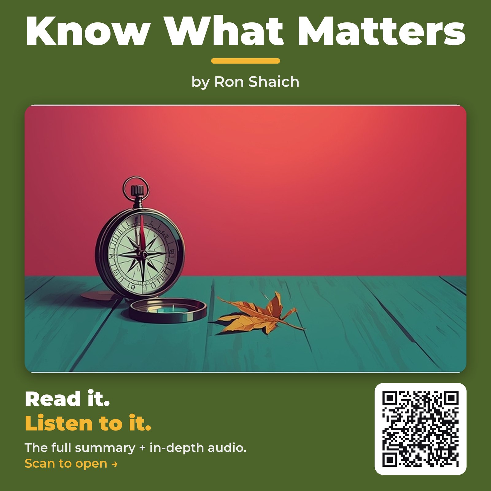 Know What Matters — by Ron Shaich