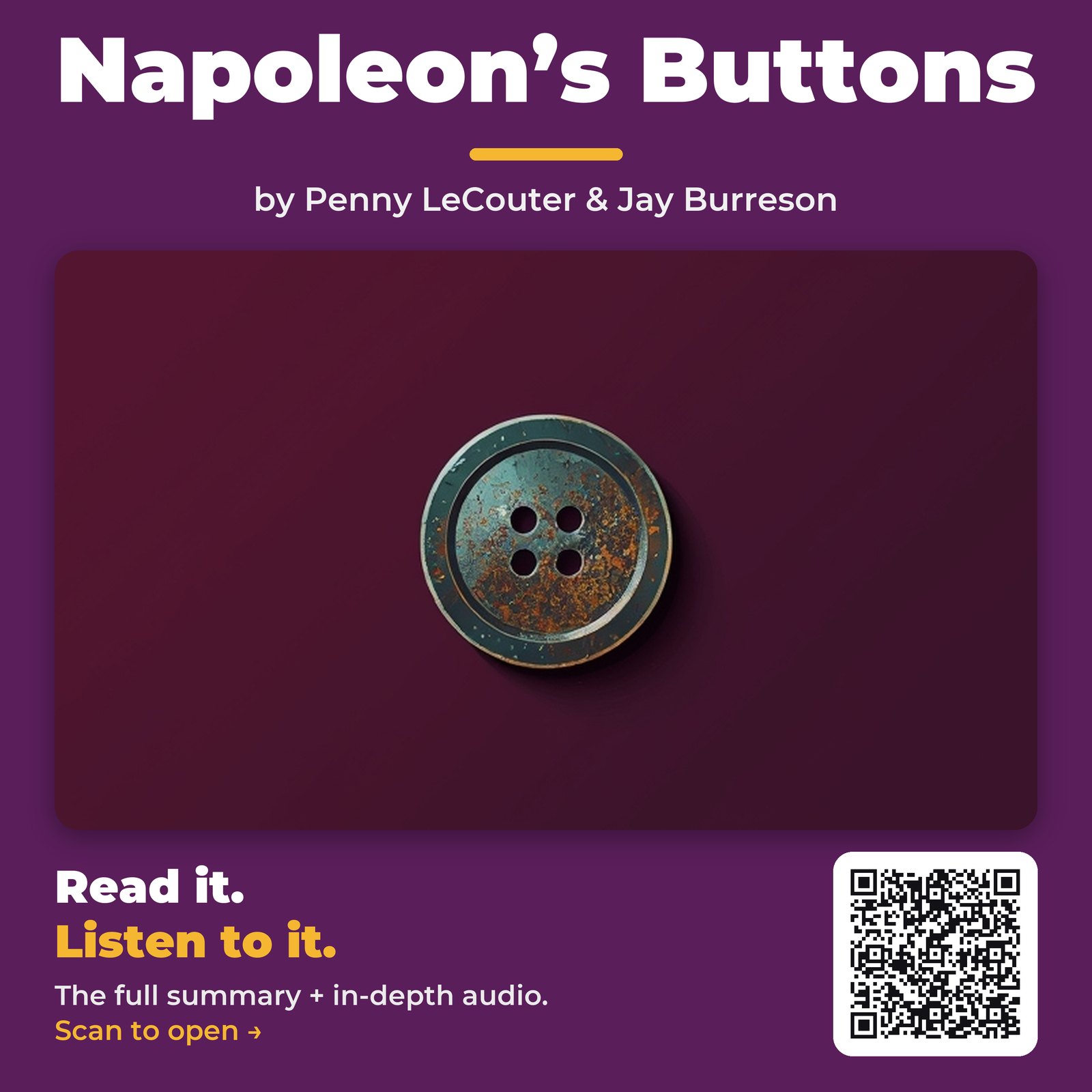 Napoleon’s Buttons — by Penny LeCouter & Jay Burreson