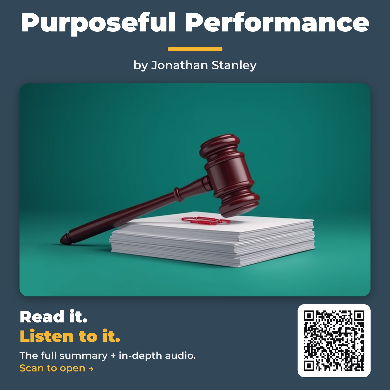Purposeful Performance — by Jonathan Stanley