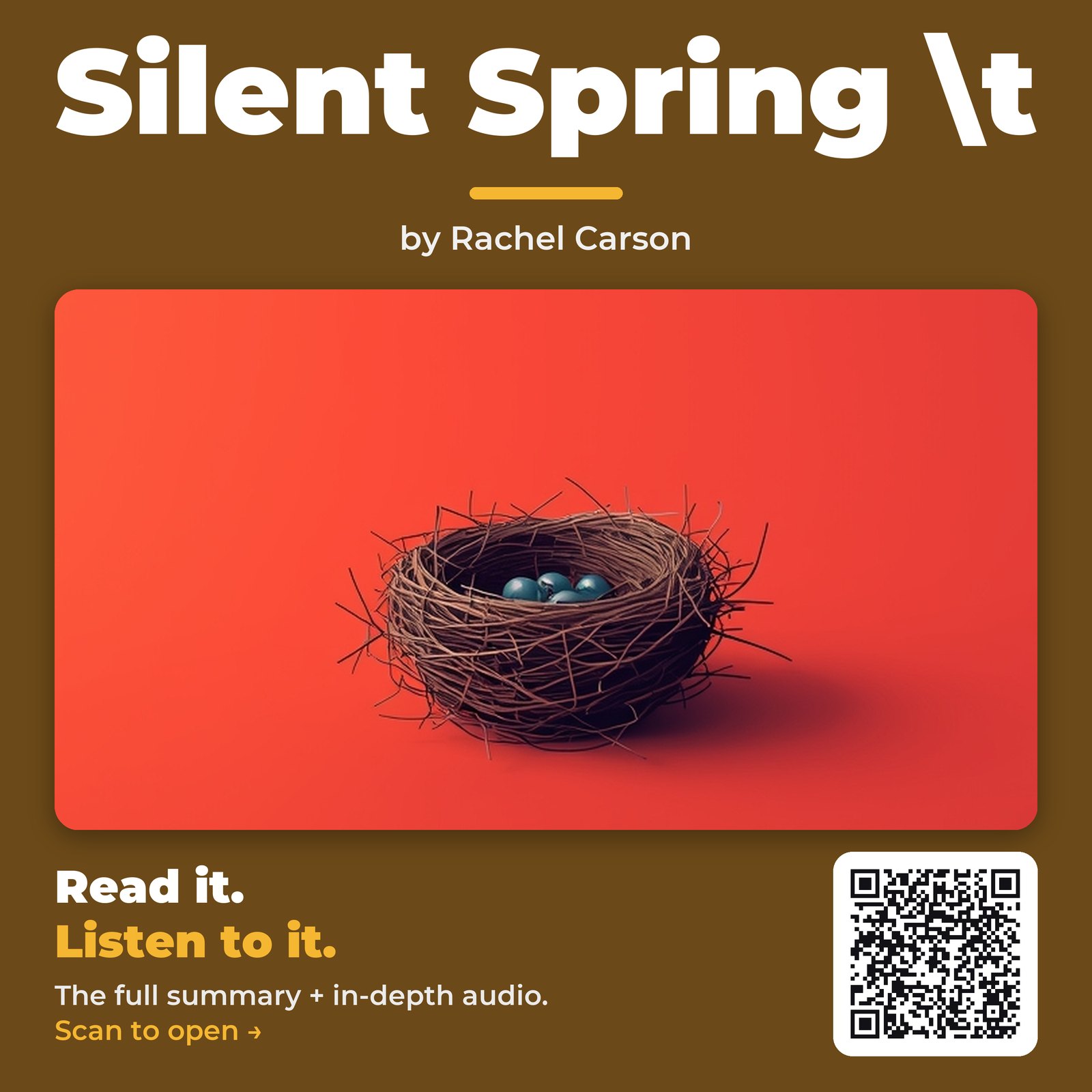 Silent Spring \t — by Rachel Carson