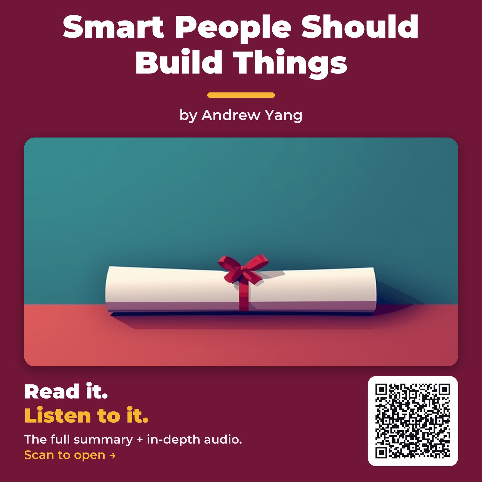Smart People Should Build Things — by Andrew Yang