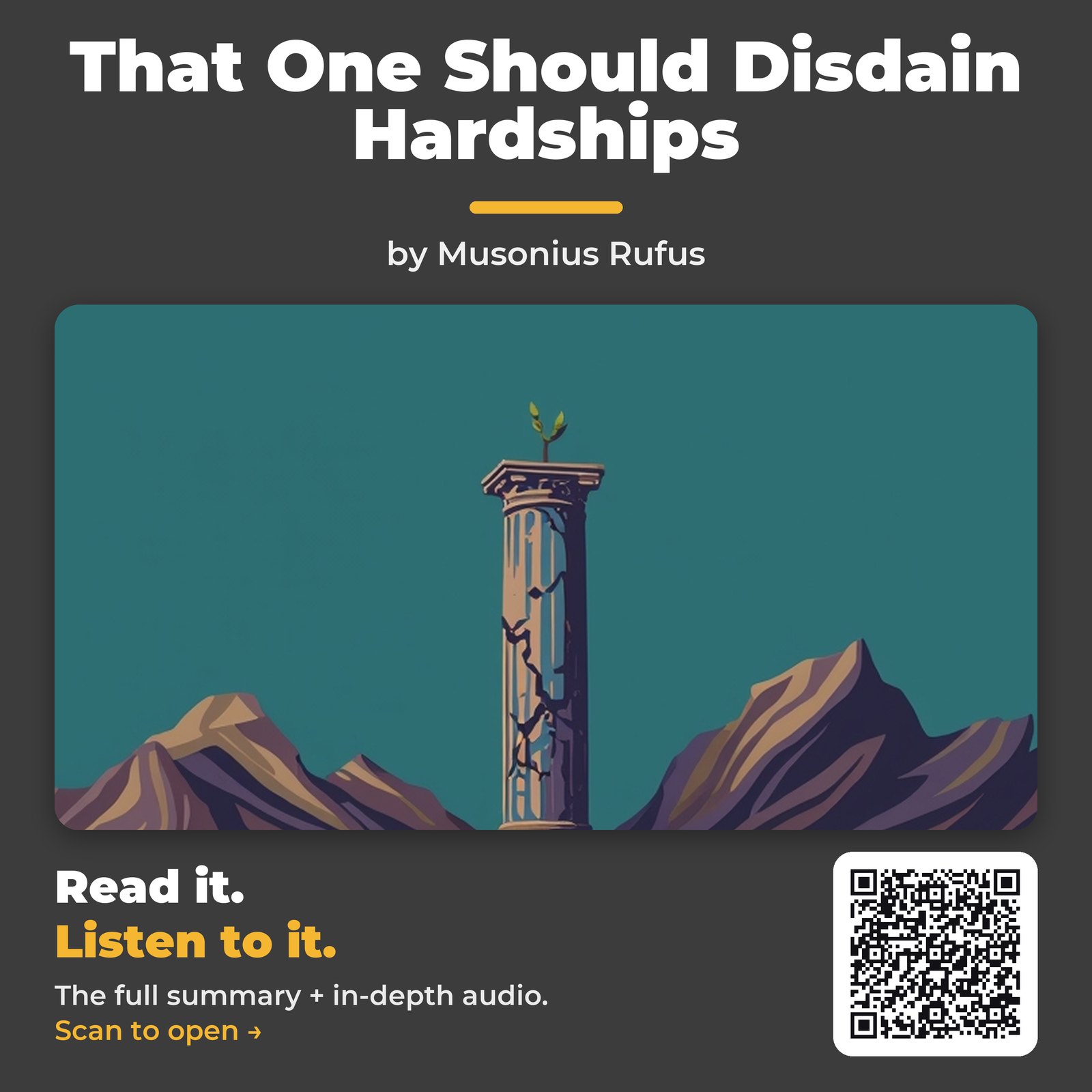That One Should Disdain Hardships — by Musonius Rufus