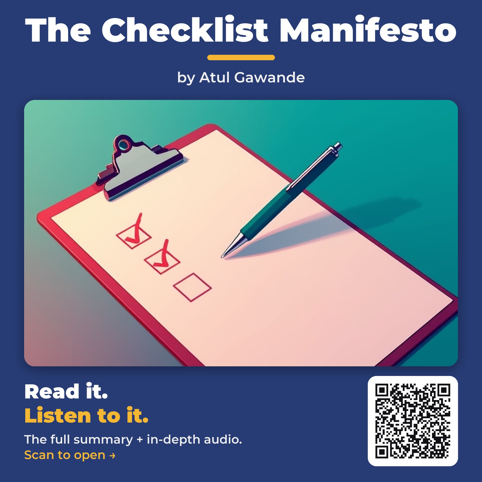 The Checklist Manifesto — by Atul Gawande