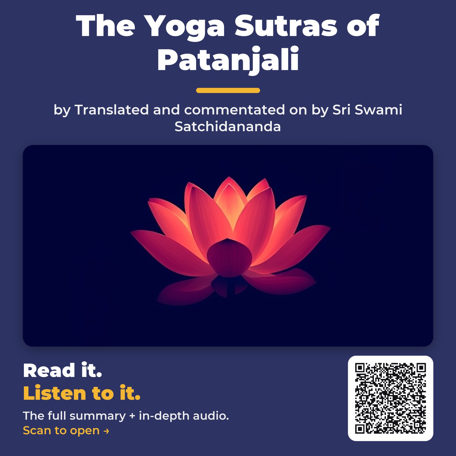 The Yoga Sutras of Patanjali — by Translated and commentated on by Sri Swami Satchidananda