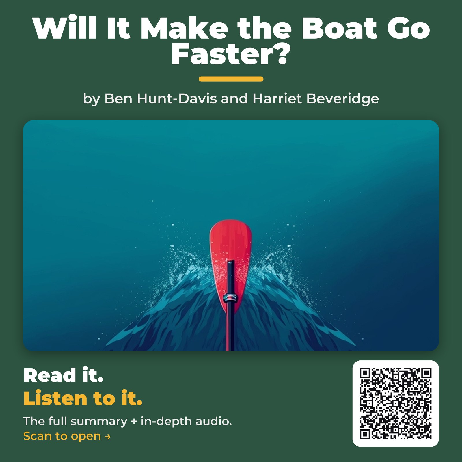 Will It Make the Boat Go Faster? — by Ben Hunt-Davis and Harriet Beveridge